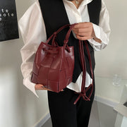 Woven PU leather bucket bag (2-in-1 set)