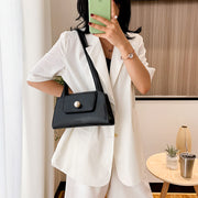 Faux pearl embellished flap PU leather shoulder bag