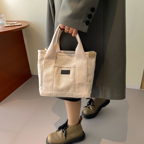 實用內部結構多隔層帆布手提包