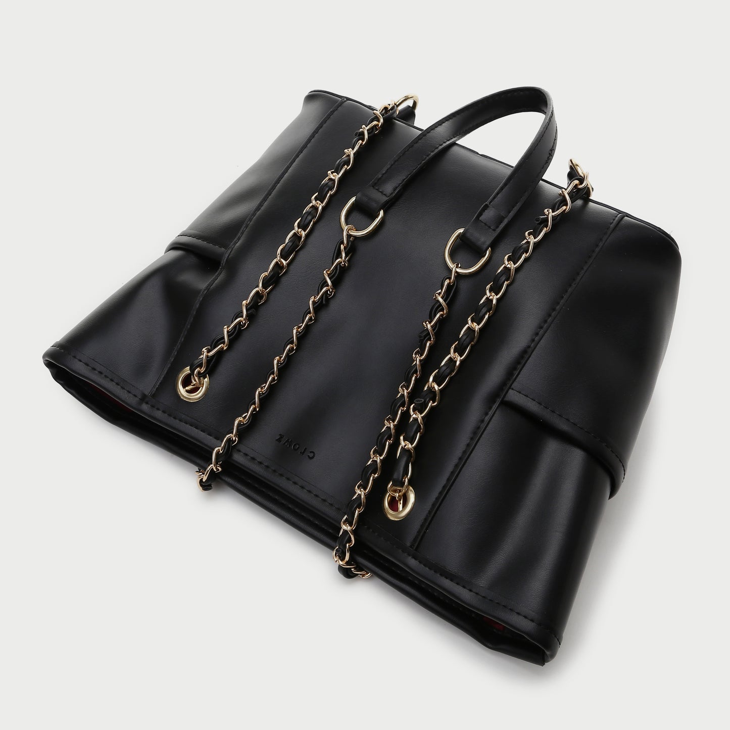 Chain handle side pocket soft PU leather Tote
