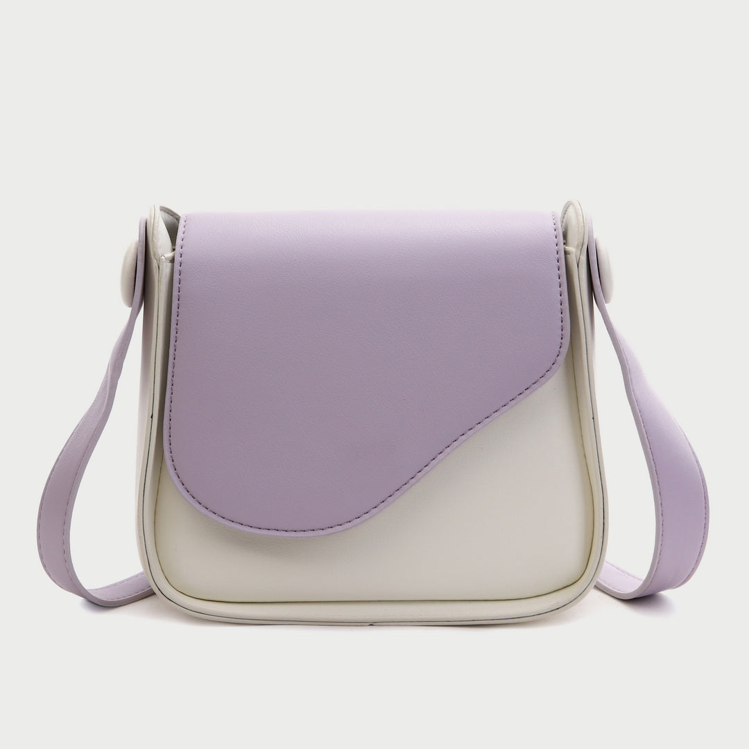 Asymmetric curve flap PU leather crossbody bag
