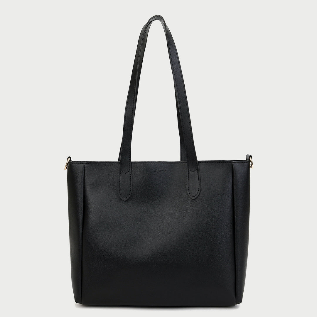 Contrast strap roomy PU leather tote bag