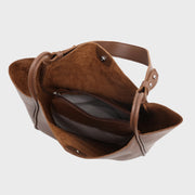 Loop detail handle PU leather bucket bag