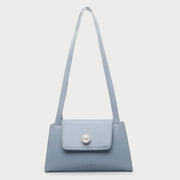 Faux pearl embellished flap PU leather shoulder bag