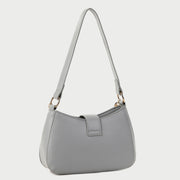 Metal chain strap PU leather baguette bag