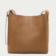 Minimalistic front pocket streamlined 2-in-1 PU leather bucket bag
