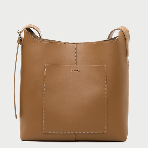 Minimalistic front pocket streamlined 2-in-1 PU leather bucket bag