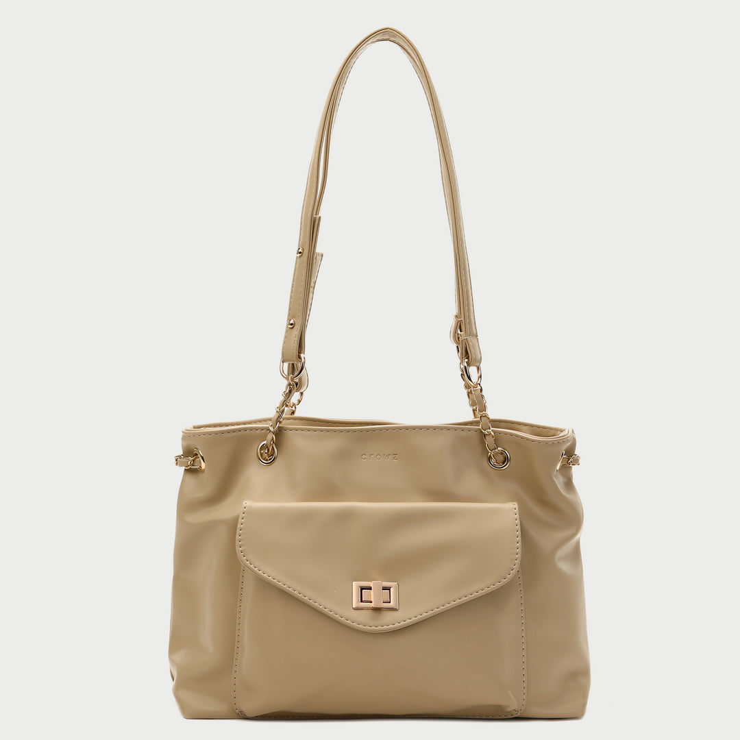 Envelope style front pocket PU leather shoulder bag