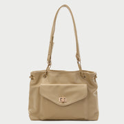 Envelope style front pocket PU leather shoulder bag