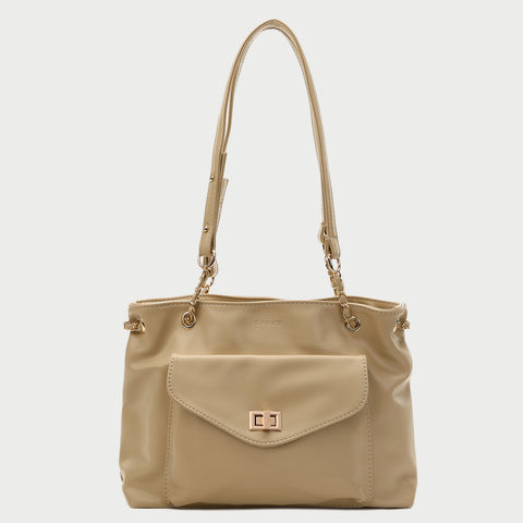 Envelope style front pocket PU leather shoulder bag