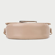 Metal bar colourblock flap PU leather crossbody bag