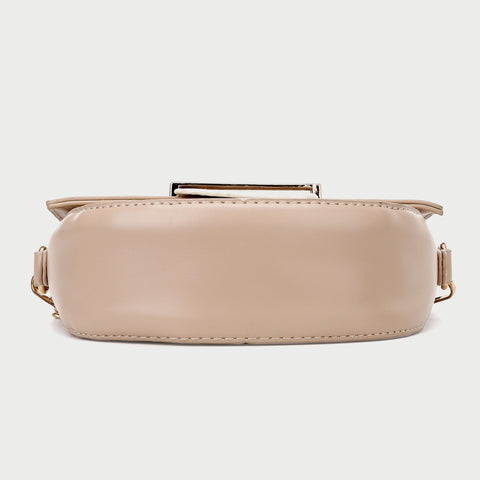 Metal bar colourblock flap PU leather crossbody bag