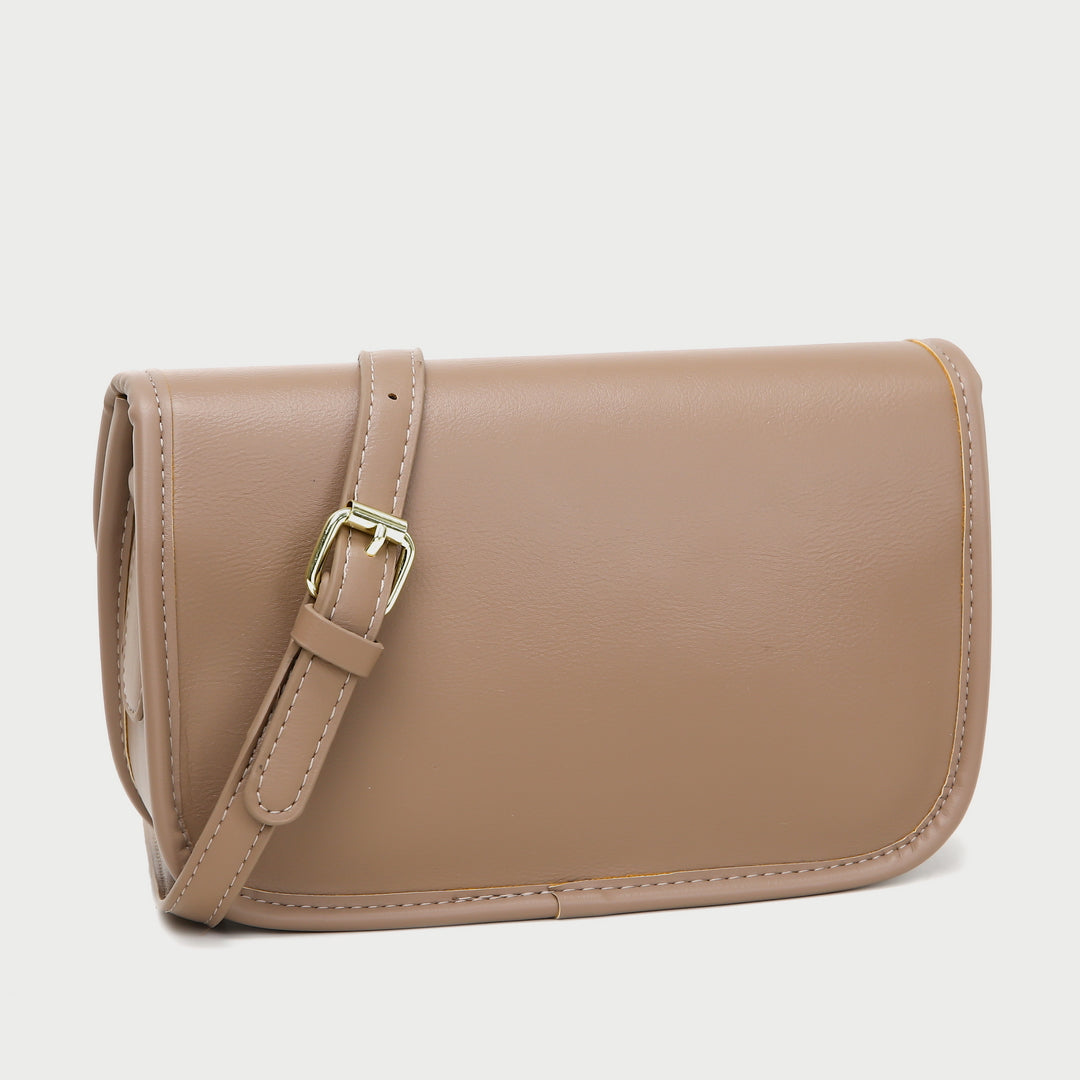 Metal turn-lock strap saddle style PU leather crossbody bag