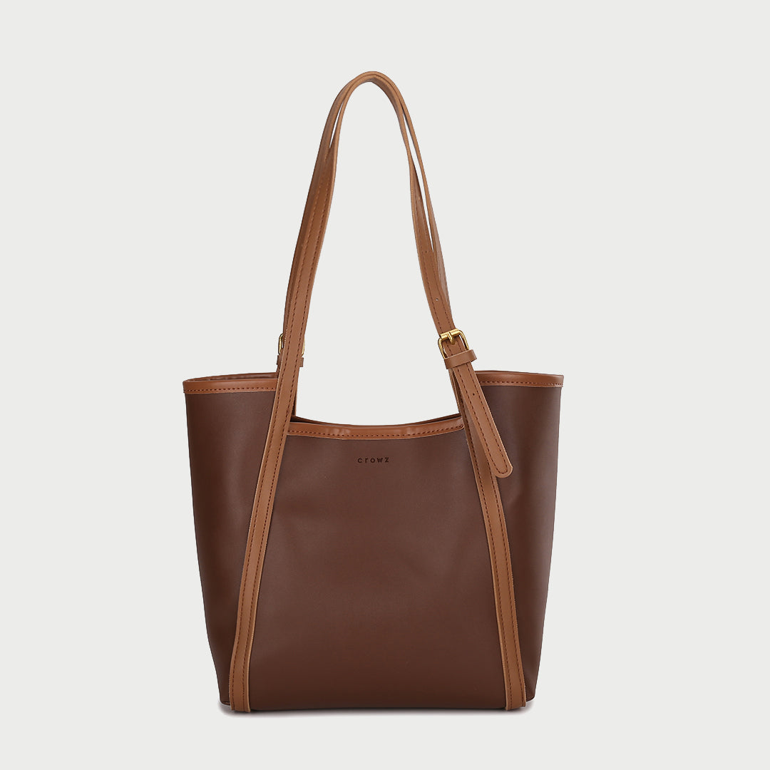 Sculptural PU leather shoulder bag (2-in-1 set)