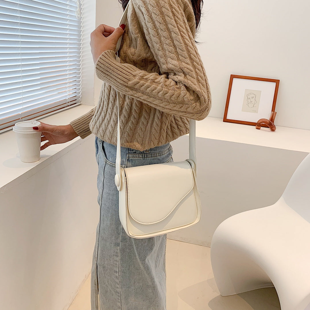 Asymmetric curve flap PU leather crossbody bag