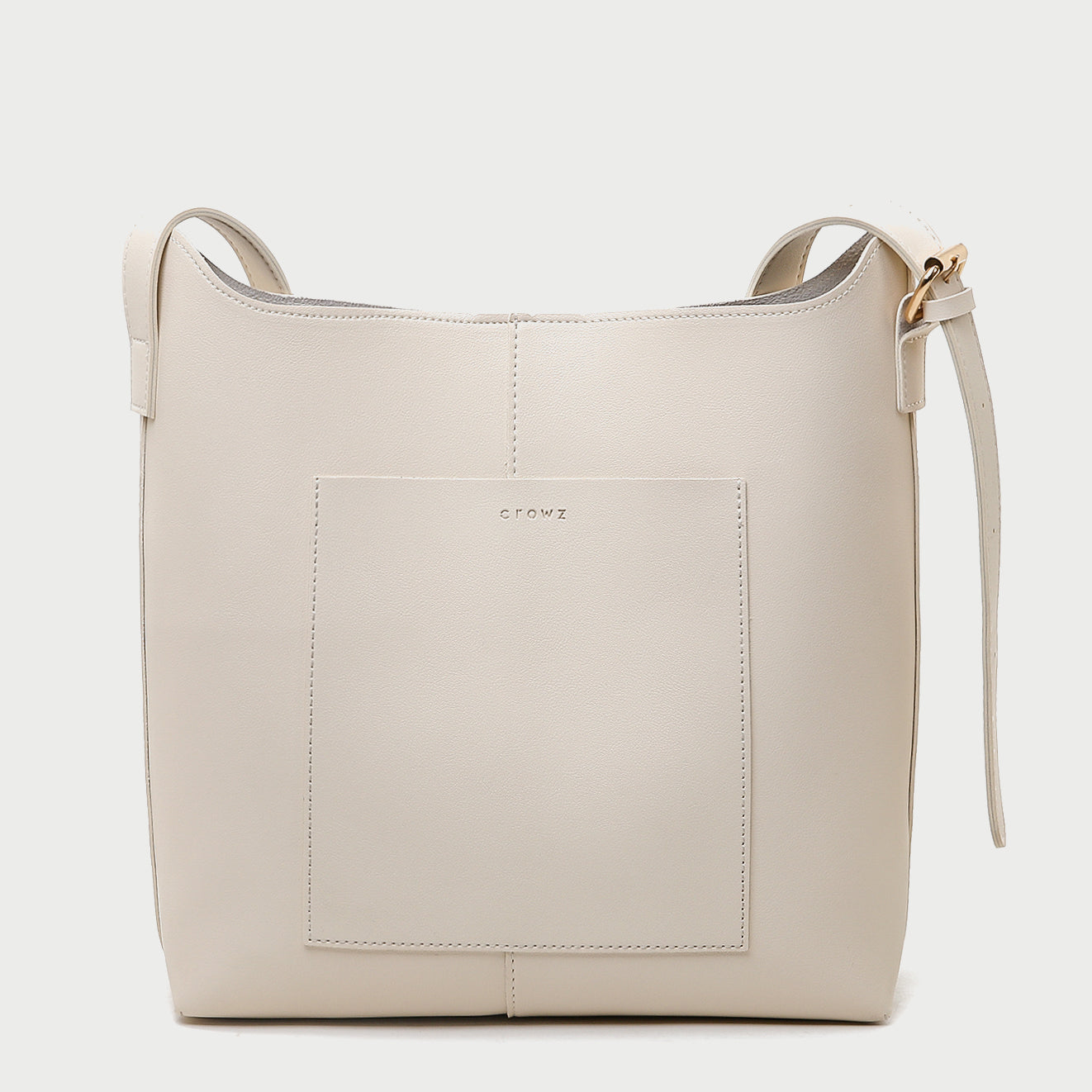 Minimalistic front pocket streamlined 2-in-1 PU leather bucket bag