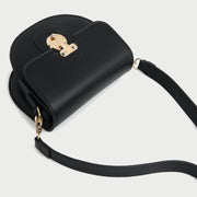 Elegant metal closure PU leather saddle crossbody bag