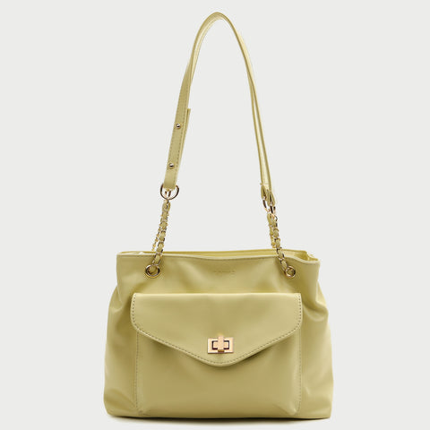 Envelope style front pocket PU leather shoulder bag