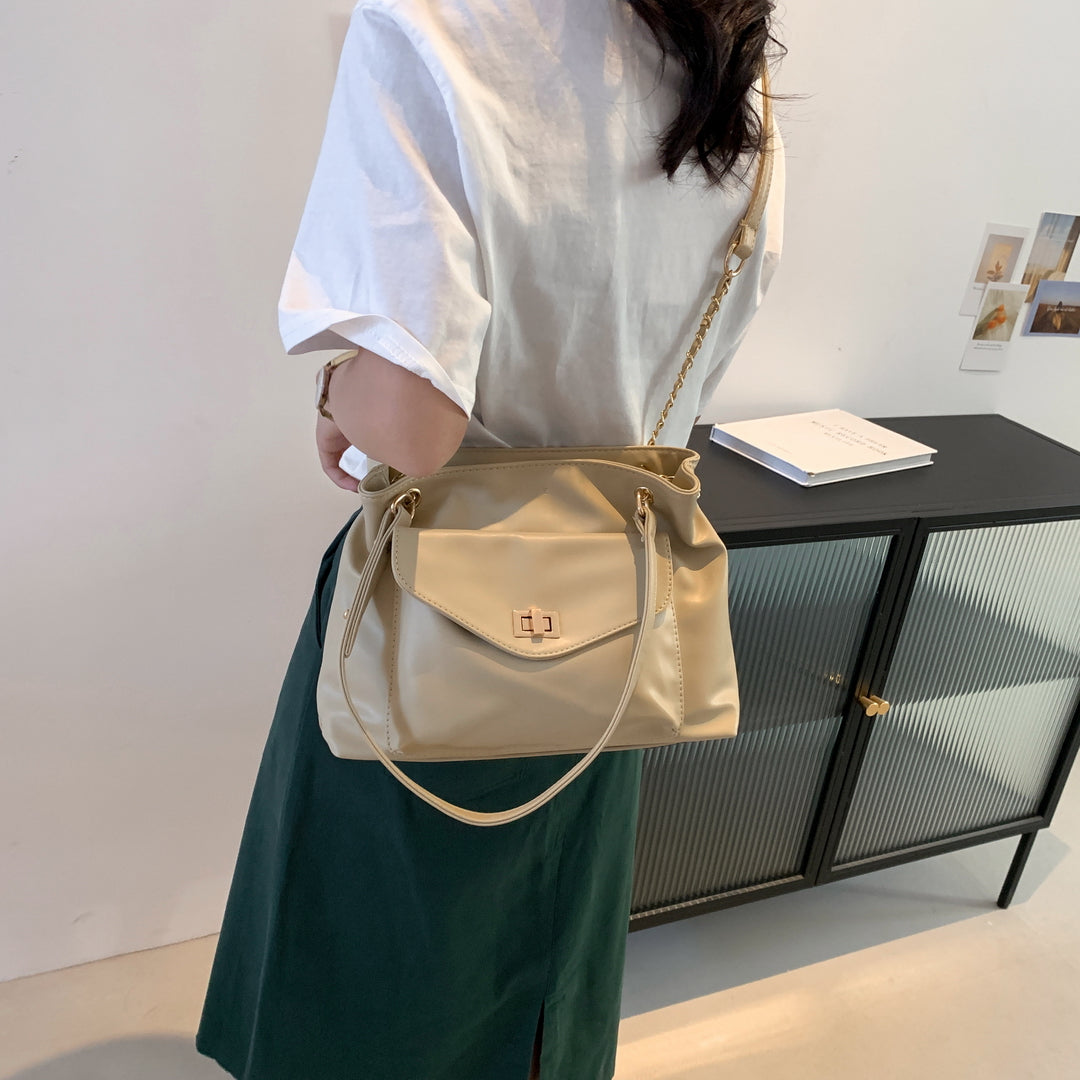Envelope style front pocket PU leather shoulder bag