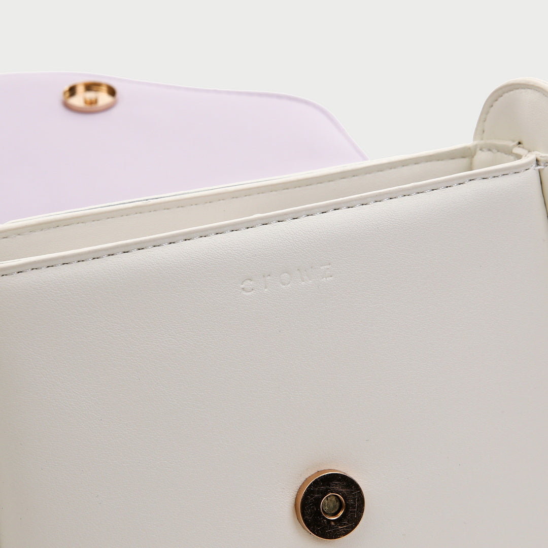 Asymmetric curve flap PU leather crossbody bag