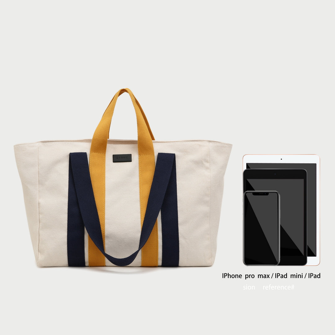 Contrast handle roomy canvas tote bag