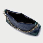 Metal chain handle detail crease-effect PU leather crossbody bag