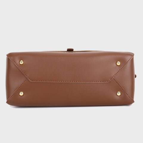 Metal stud strap flap PU leather crossbody bag