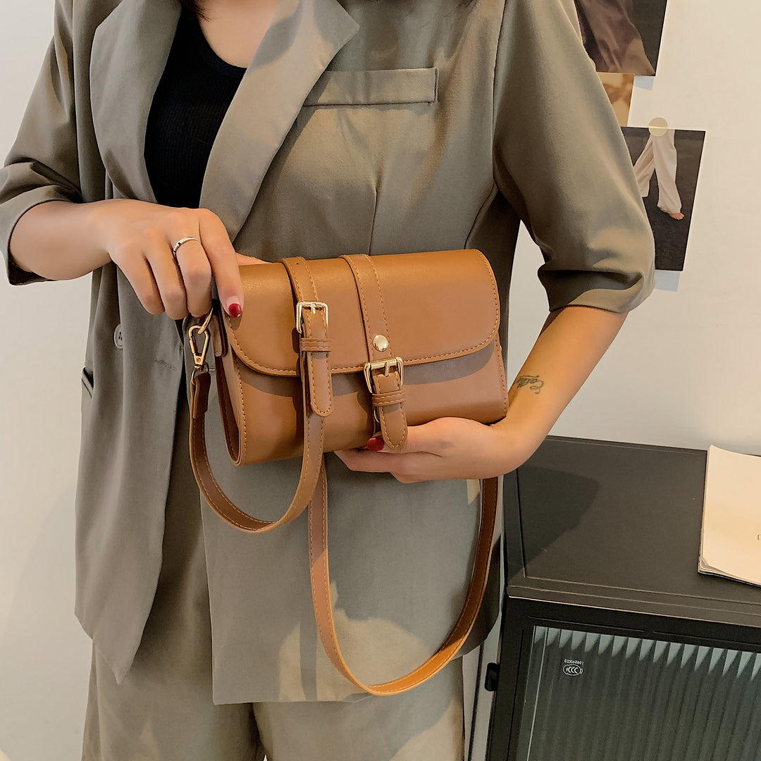 Retro buckle strap flap style PU leather crossbody bag