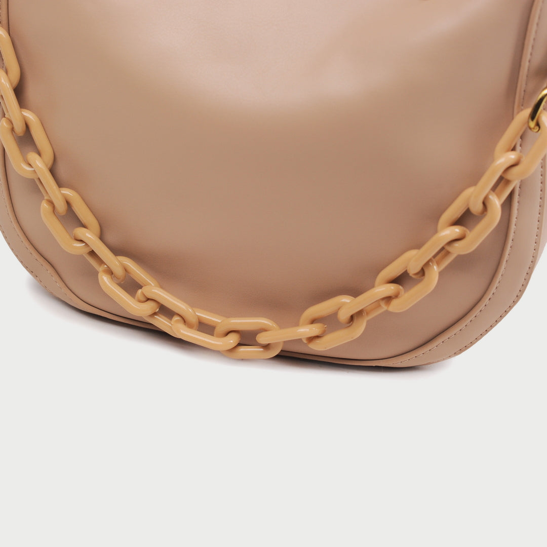 Chain handle PU leather crossbody bag