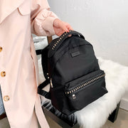 Woven chain strap embellished nylon backpack