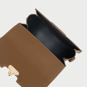 Elegant metal closure PU leather saddle crossbody bag