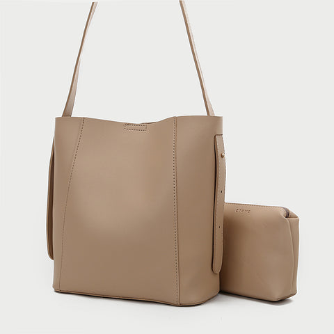 Topstitching PU leather 2-in-1 bucket bag