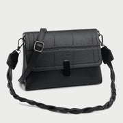 Twist handle croc-effect PU leather shoulder bag