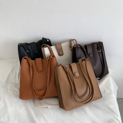 Stud strap detail practical interior PU leather shoulder bag