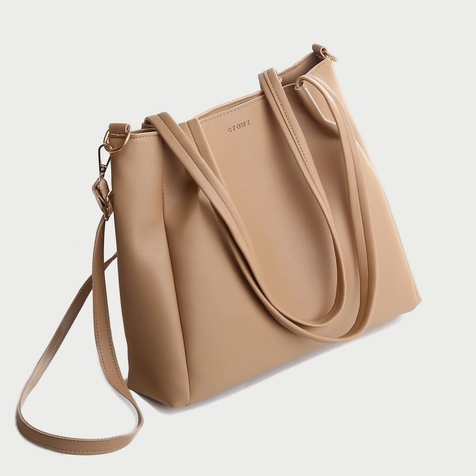Pleated detail PU leather tote bag