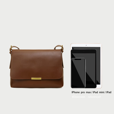 Metal hardware flap style PU leather crossbody bag
