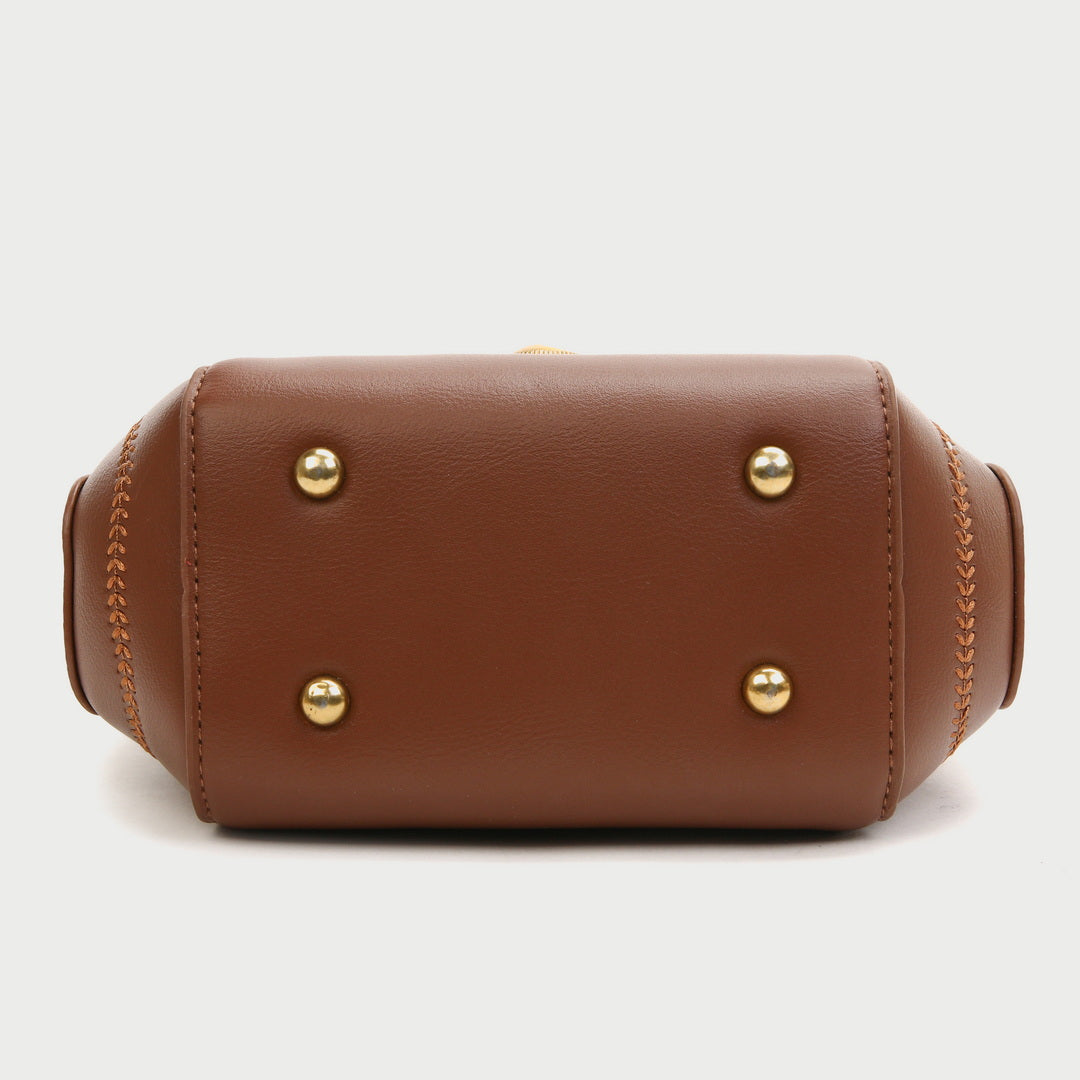 Elegant metal ring detail flap PU leather crossbody bag