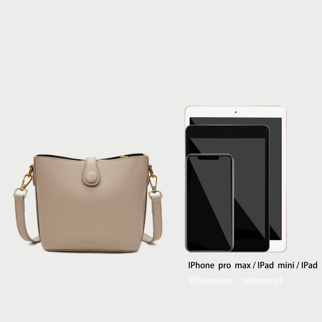Modern strap style PU leather bucket bag
