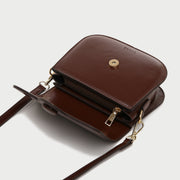 Button detail streamlined flapover PU leather crossbody bag