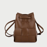 Woven PU leather bucket bag (2-in-1 set)