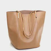 Minimalistic smooth PU leather tote (2-in-1 set)