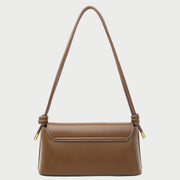 Metal clasp flap knotted strap PU leather shoulder bag