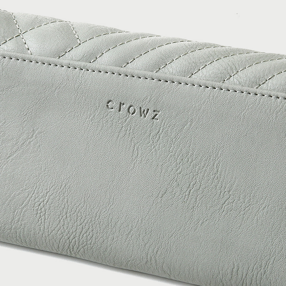 Metal bar contrast quilted PU leather long purse