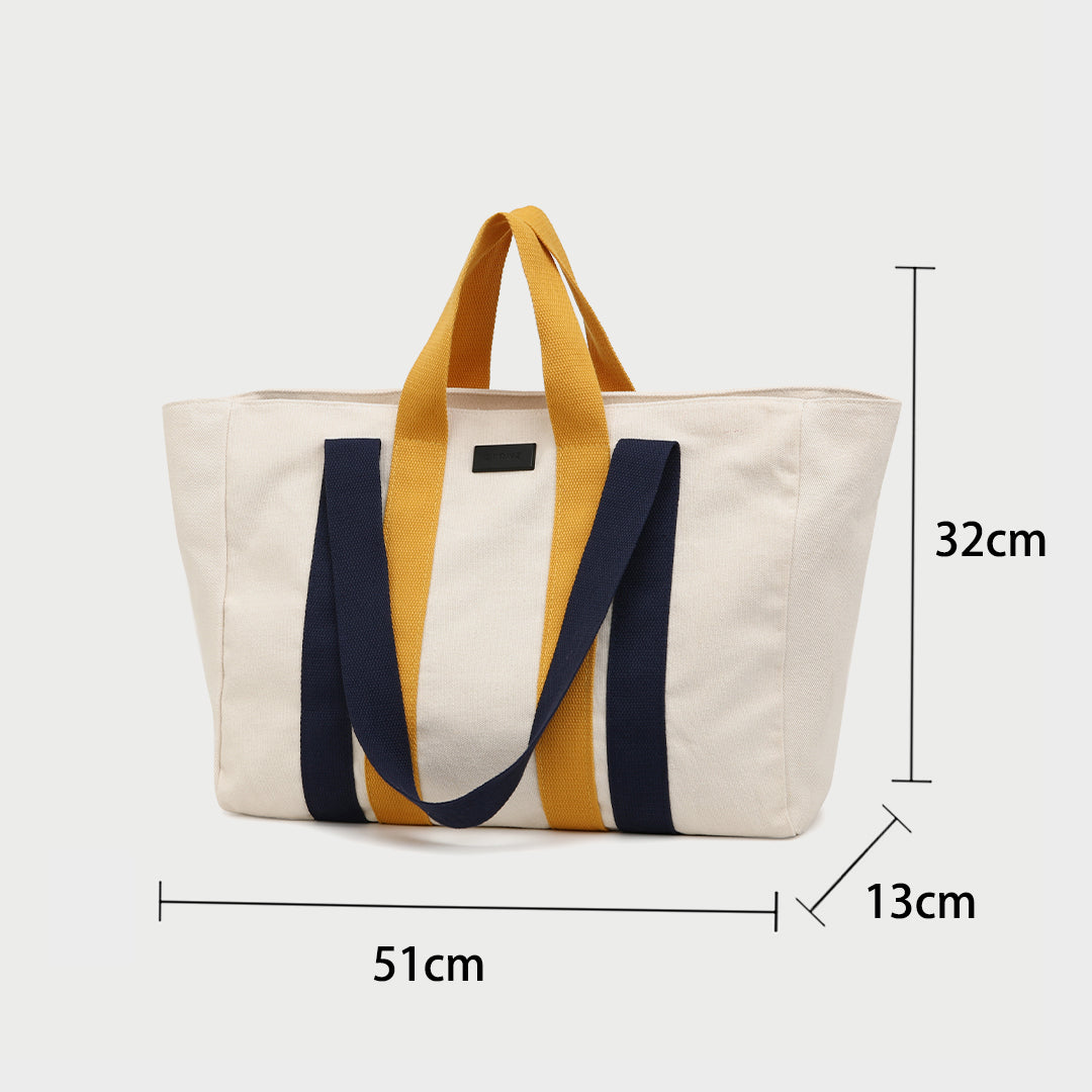 Contrast handle roomy canvas tote bag