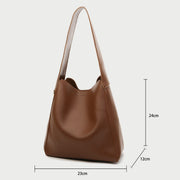 Streamlined wide-handle PU leather shoulder bag (2-in-1 set)