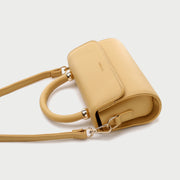 Minimalist classic flap sleek top handle PU leather crossbody bag