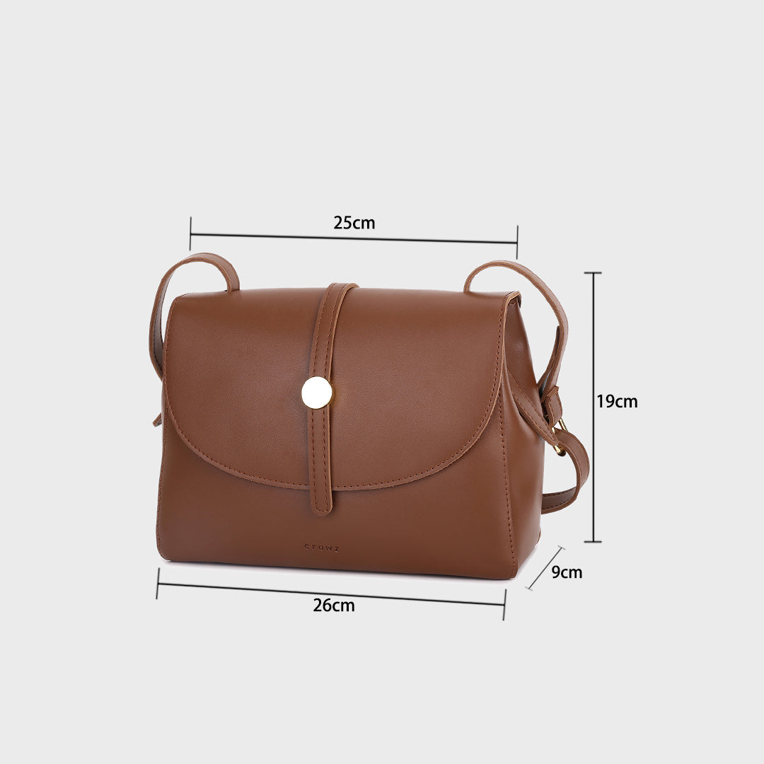 Metal stud strap flap PU leather crossbody bag