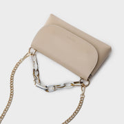 Chain handle flapover slim PU leather crossbody bag