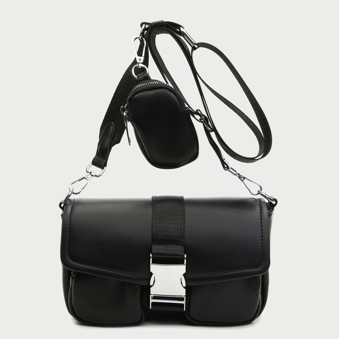 Metal buckle strap mini pouch accessory PU leather crossbody bag