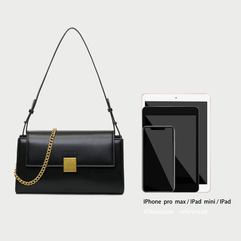 Square metal detail flap style chain strap PU Leather bag